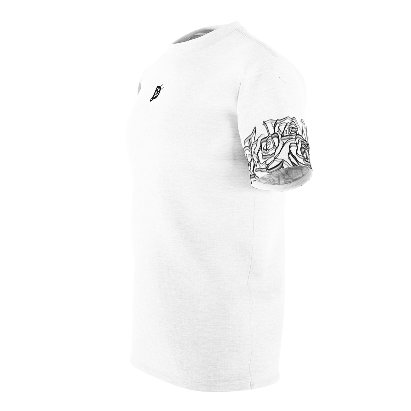 Black Smokey Rose Sleeves T-Shirt White