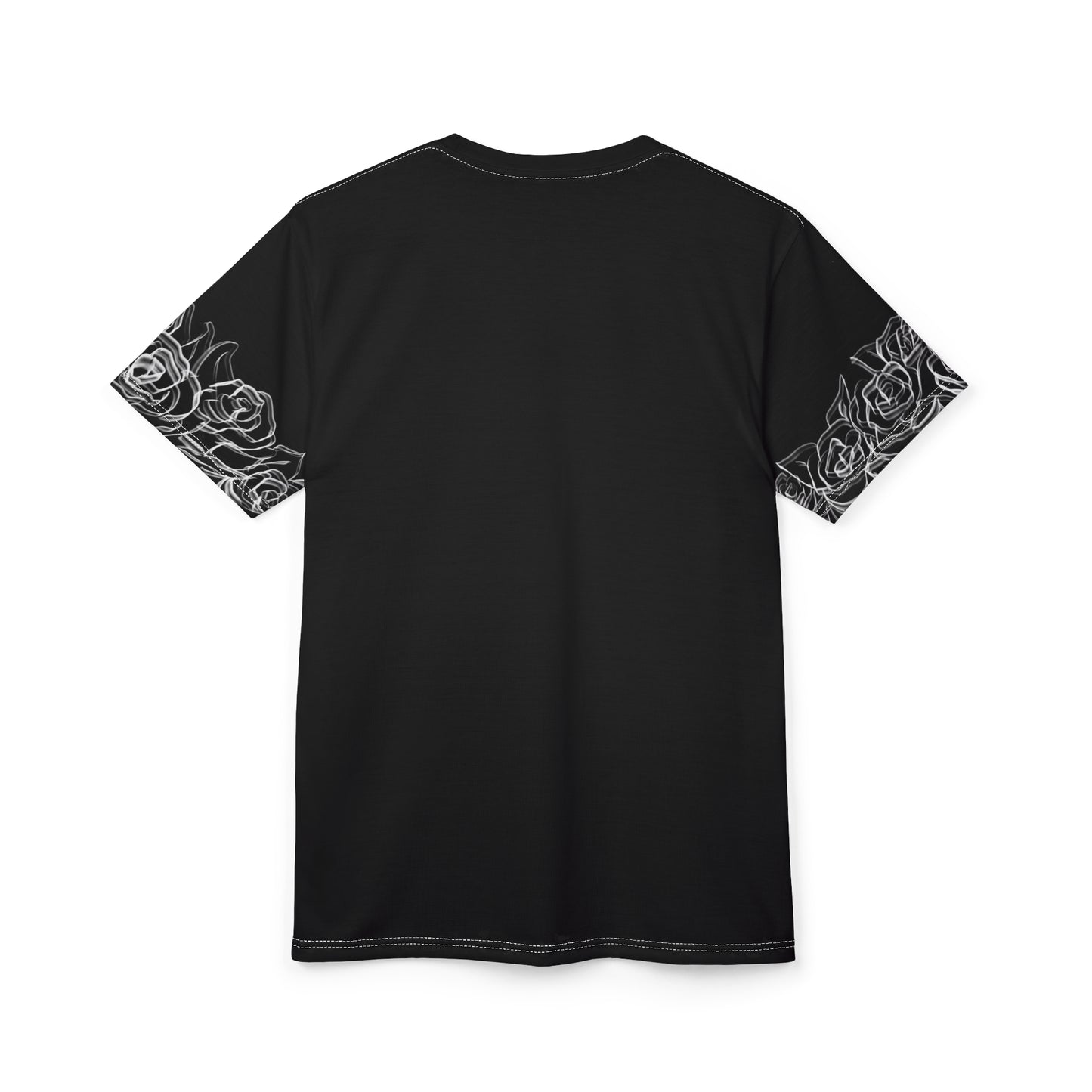 White Smokey Rose Sleeves T-Shirt Black