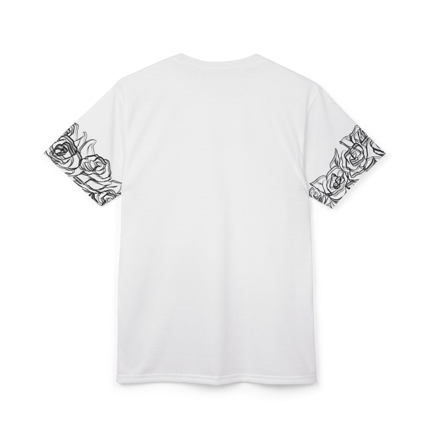 Black Smokey Rose Sleeves T-Shirt White